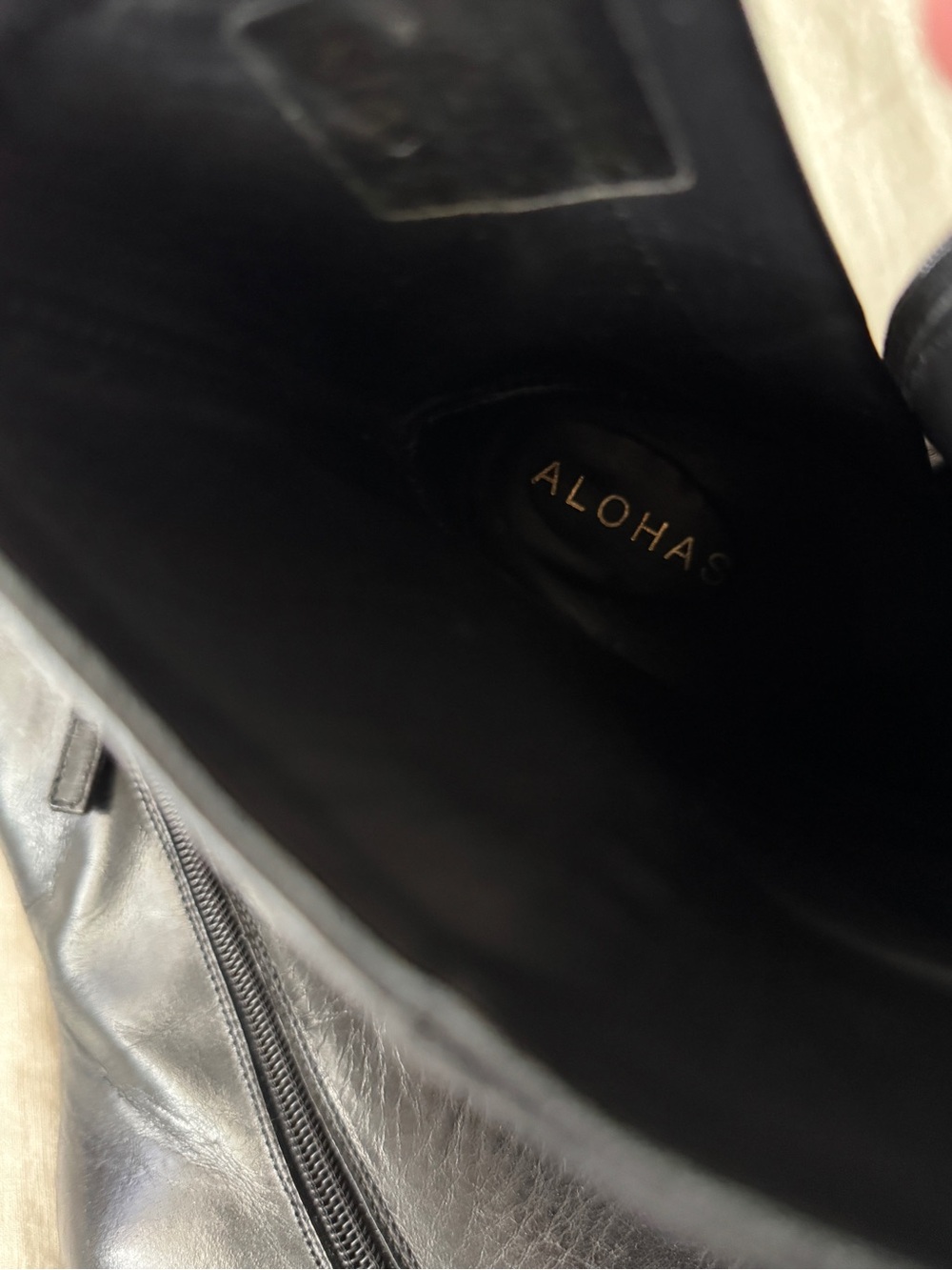 ALOHAS Black Leather Square-Toe Mid-Calf Heeled Boots - Picture 7 of 7
